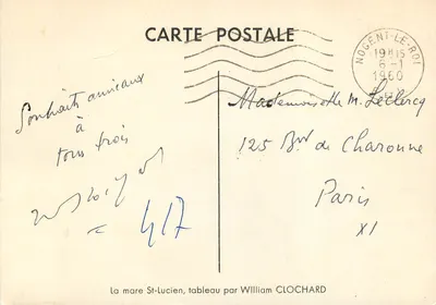 La mare St-Lucien — Gemälde von William Clochard — Rückseite