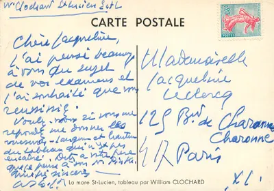 Staw St-Lucien — obraz autorstwa William CLOCHARD — wydawca nie widoczny — Rewers