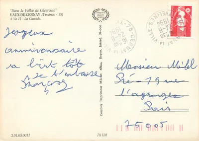 Vaux-de-Cernay — La Cascada — Editor Combier — Reverso