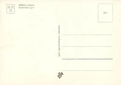 Castelo de Bouvigne — Breda, Holanda — editor gebr. spanjersberg bv. Rotterdam — Verso