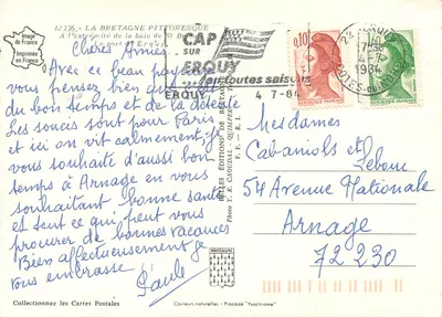 Il porto di Erquy — Bretagna pittoresca — Edizioni Y. R. Caoudal, n°12336 — Verso