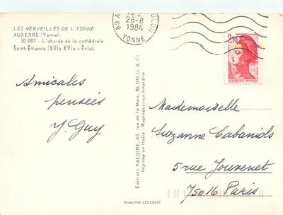 Auxerre — Absydę katedry św. Etienne — Wydawnictwo Valoire, nr 30.007 — Rewers