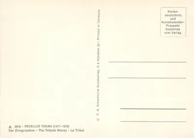 Vécello Tizian — La tassa dell'argento — F.A. Ackermanns Kunstverlag, Monaco — Verso