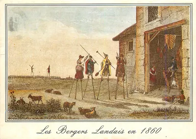 I pastori Landais nel 1860 — incisione storica — Carte Postali Victor-Hugo