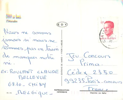 Chiny-sur-Semois — O Embarcadouro — Edições Yvoir S. Meuse — Verso