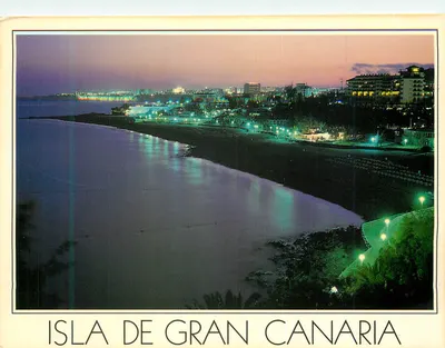 Ilha de Gran Canária — vista noturna da costa — Editada Cromática S.A.