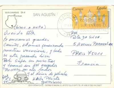 Ilha de Gran Canária — vista noturna da costa — Editada Cromática S.A. — Verso