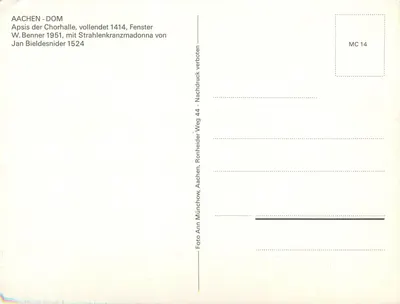 Aachen-Dom — Apsidio do coro, janelas e Strahlenkranzmadonna — W. Benner 1951 — Verso