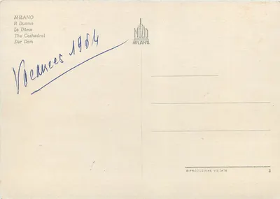 Milano — O Duomo — Edição Milano — Verso