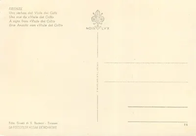 Florence — widok z Viale dei Colli — wydawca Giusti di S. Bococci — Rewers