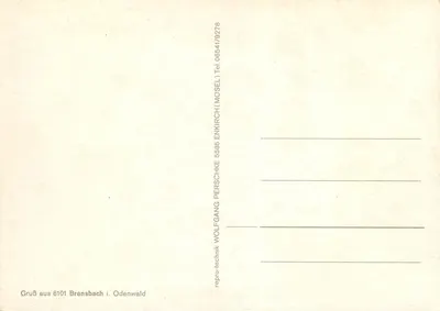 Brensbach no Odenwald — vista panorâmica — editor Wolfgang Perschke, n° 06541/9278 — Verso