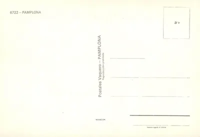 Pamplona — vista panorámica — Postales Vaquero — Reverso