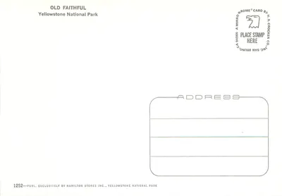 Old Faithful — Parque Nacional de Yellowstone — Hamilton Stores Inc. — Verso