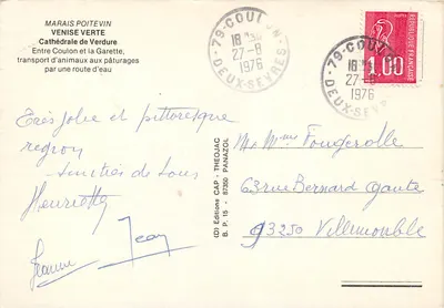 Marais Poitevin — Catedral da Verdura, transporte de animais para os pastos por uma estrada d'água — Edições CAP THEOJAC — Verso