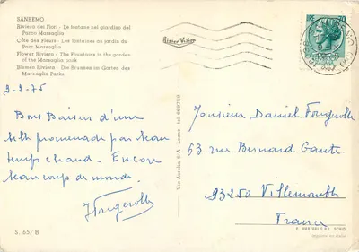 Sanremo — Riviera dei Fiori — Fontaine du parc Marsaglia — wydawca Rivier Vision — Rewers