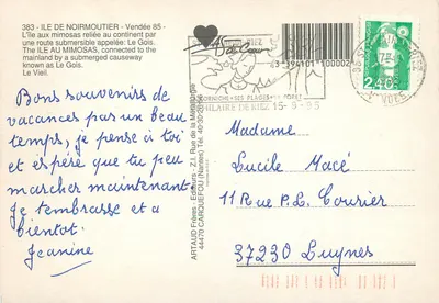 Le Vieil - Noirmoutier — visão panorâmica e praia — Artaud Frères, editores — Verso