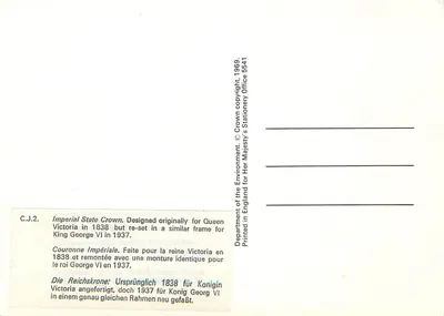 Coroa imperial — reedição em 1937 para George VI — editada pelo Department of the Environment, 1969 — Verso