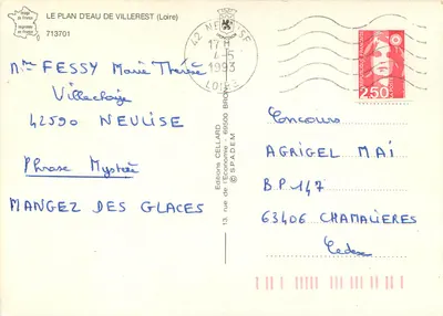 Plan d'eau de VILLEREST — Wydawca: Editions CELLARD, nr 713701 — Rewers