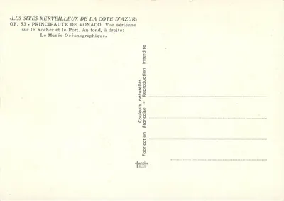 Monako — Widok z lotu nad Rocherem i Portem — OF. 53 — Rewers