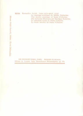 Mistyczne małżeństwo św. Katarzyny — Bernadino Luini (około 1475–po 1533) — Szkoła Mediolanu — Rewers
