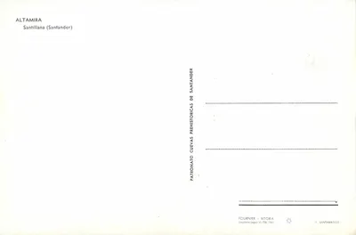 Altamira — Grutas pré-históricas — Patronato Cuevas Prehistóricas de Santander — Verso