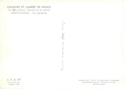 Monte-Carlo — Vista geral — Éditions d'Art YVON — Verso