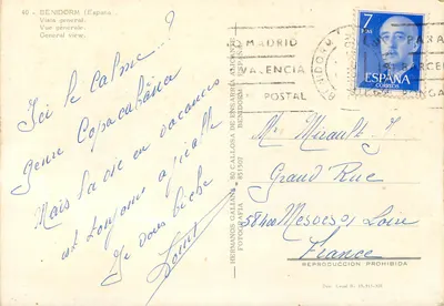 Benidorm — Vista Geral — Hermanos Galiano, série 40 — Verso