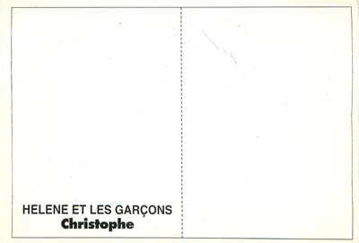 Christophe — jovem homem em traje dos anos 80 — Helene e os Garçons — Verso