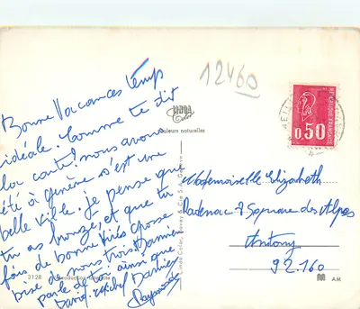 Cenas da Suíça — Queijo de Gruyère, Pastor do Oberland, Lançador de bandeira, Menina de Arolla, Barbas de Gruyère, Corneta das Alpes — Linda Color & Cie S.A. Gérevèe — Verso