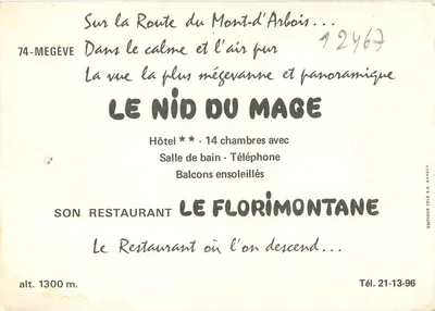 Le Nid du Mage — Megève — Wydawnictwo Télé S.A. Annecy — Rewers