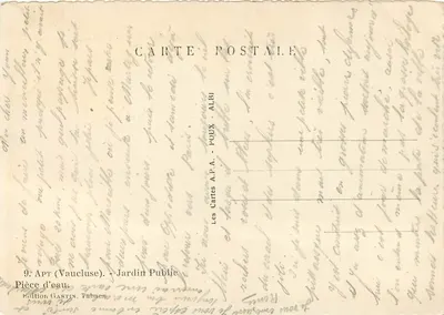 Apt (Vaucluse) - Jardin Public — Zbiornik wodny — Wydawnictwo Gastin, Tabazes — Rewers