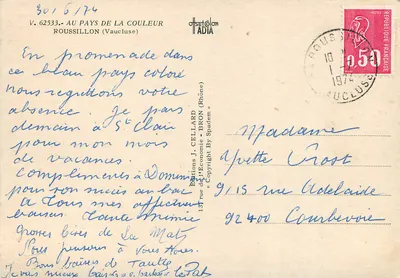 O País da Cor — Roussillon (Vaucluse) — Edições J. Cellard - Spadem — Verso