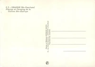 Basen i Obozowisko na Wzgórzu św. Eutropie — Orange (84-Vaucluse) — Wydawnictwo Georges Roux — Rewers