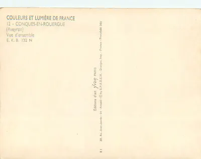 Conques-en-Rouergue — Vista geral — Éditions d'art Yvon — Verso