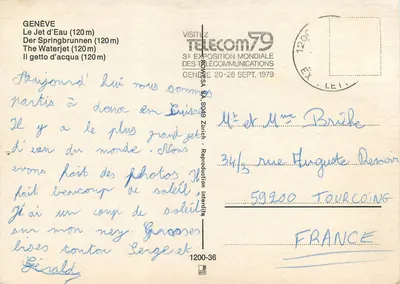 Genebra — O Jato d'Água (120 m) — Reprodução proibida, editor BOWESA SA, n° 1200-36 — Verso