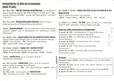 A festa da música — Armentières — edição local — Verso
