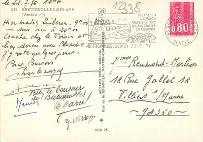 Bretignolles-sur-Mer — Rochos e praias — Artaud Frères, Nantes — Verso