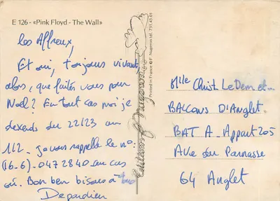 Pink Floyd - The Wall — Officiële selectie Festival van Cannes 1981 — Edities D'Angélo — Achterkant