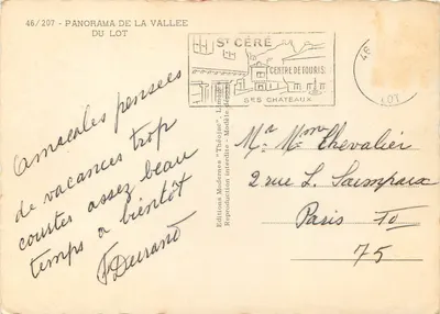 Panorama della Valle del Lot — Edizioni moderne "Théojac" n°46/207 — Verso