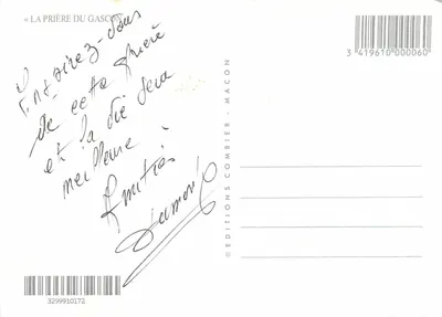 Winogronienie — Modlitwa Gascon — Éditions Combier - Macon — Rewers