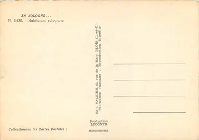 Dom w Sologne — Mieszkanie solognote — Wydawca Valoire, n° H.5.630 — Rewers