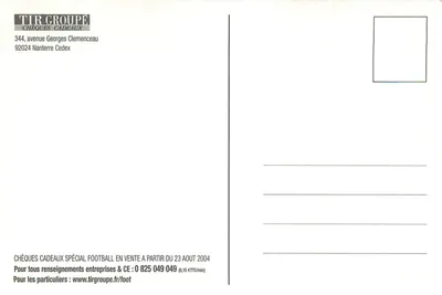 Suporte publicitário para cheques-presente de futebol - Tir Groupe — Verso