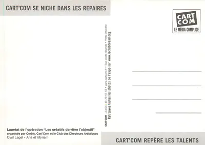 Kobieta w czarnym, irydowym body — wydawca CART'COM, nr 33011 — Rewers