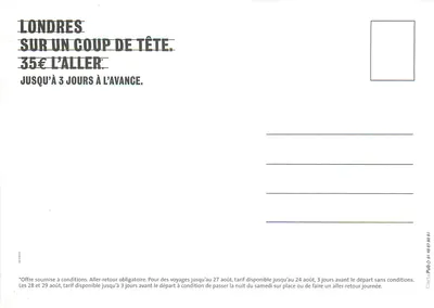 Londres em um Impulso — Eurostar, propaganda promocional — Verso