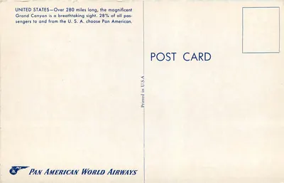 Grand Canyon — vista panorâmica — Pan American World Airways — Verso