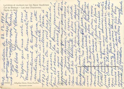 Jezioro Chavonnes — Alpy vaudoise — Przełęcz Midi — Wydawca Doriaz Baulmes n°14032 — Rewers