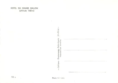 Hôtel du Grand Ballon — wysokość 1425 m — Wydawnictwo Photomaçg-Saint-Louis (Ht-Rhin) — Rewers
