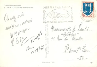 Dieppe — La "Valencay" uscendo dal porto — Edizioni Estel — Verso
