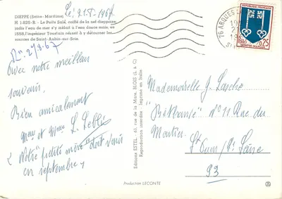 O Poço Salgado em Dieppe — editor Estel, n° 298.67 — Verso