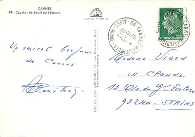 Cannes — zachód słońca nad Estérel — wydawnictwo Montluet — Rewers